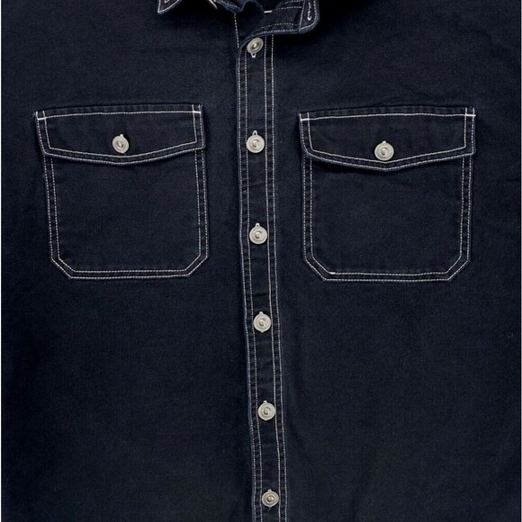 Forever 21 Jacket Men's Small Black Denim Trucker Button-Up Jean Dark Wash - Picture 8 of 11